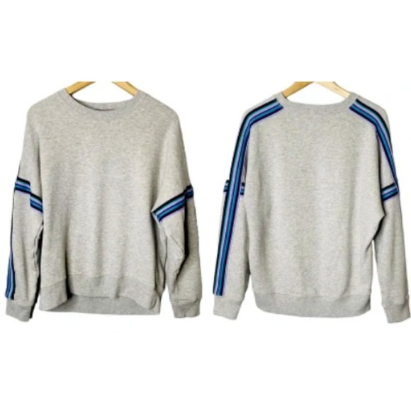 Aerie Women's Rainbow Stripes Dolman Sleeve Crewneck Sweatshirt Gray/Multi S/P - Picture 3 of 13